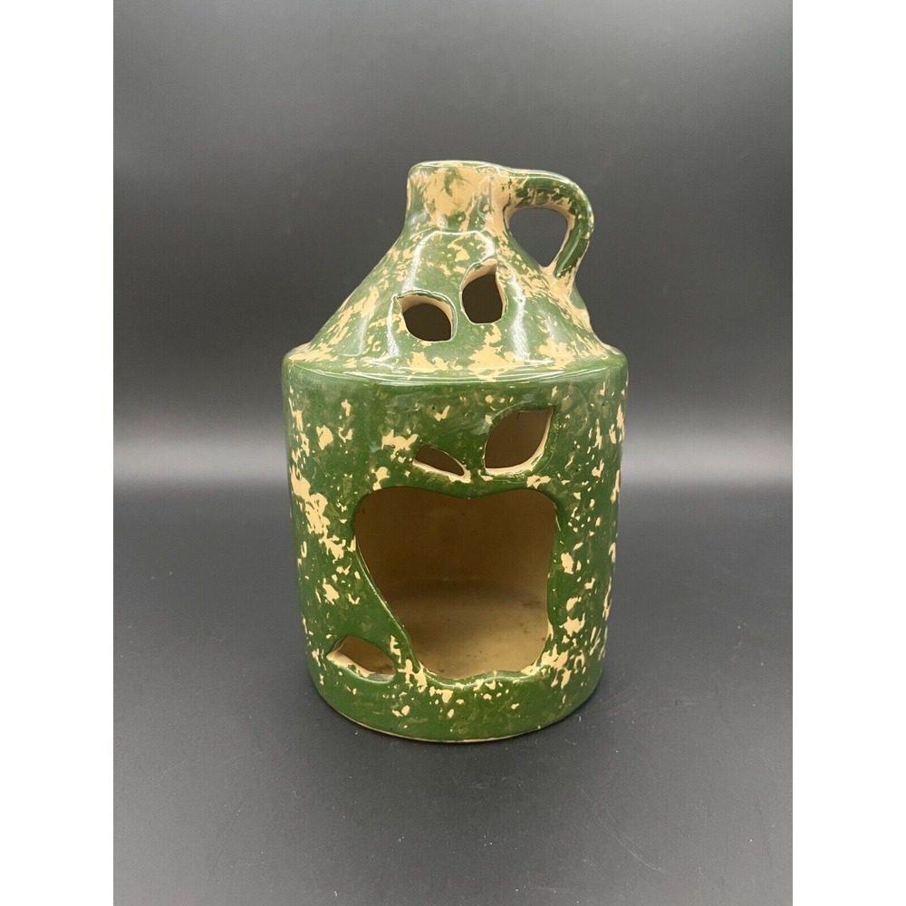 Vintage Alpine Pottery Roseville Ohio‎ Wild Apple Green Spongeware Jug